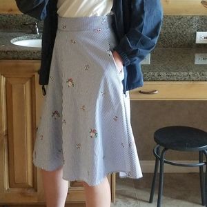 Striped floral skirt